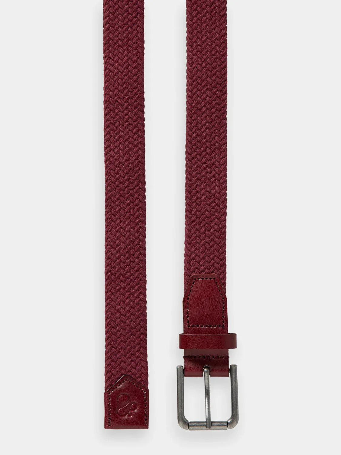 Leather-trimmed cord belt