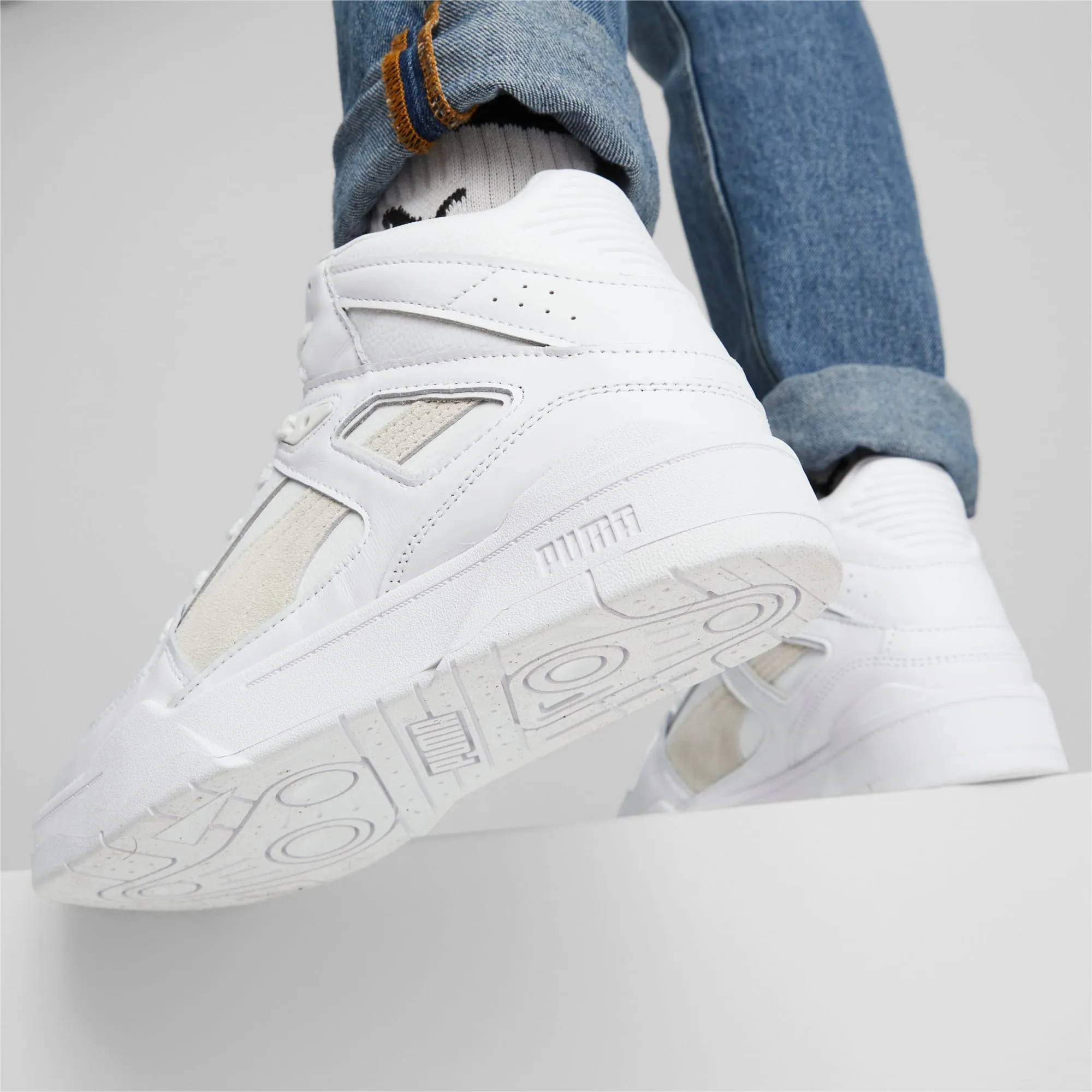 Mens Slipstream Hi Leather Sneakers - Puma White