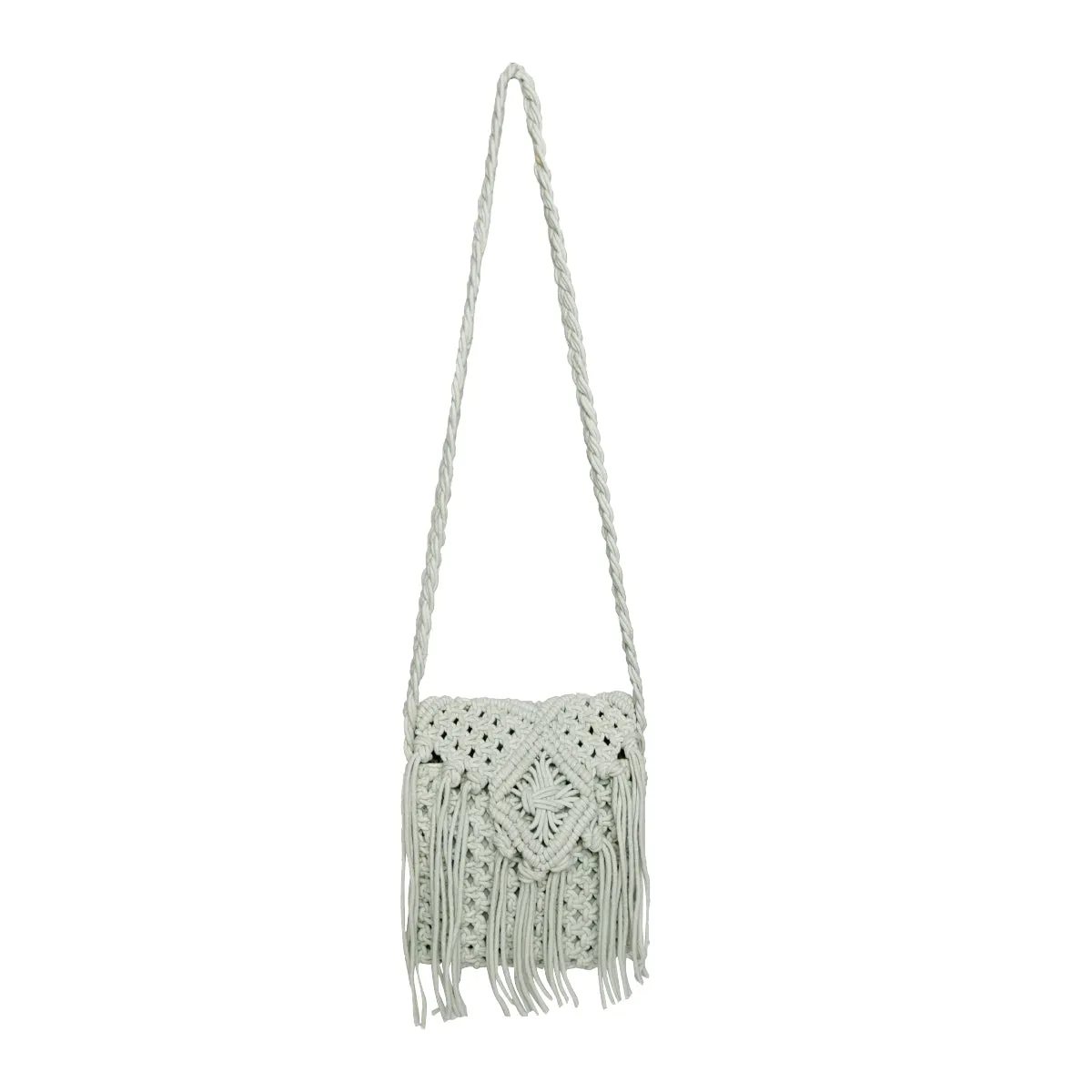 Mint Macrame Flapover Crossbody Sling Bag