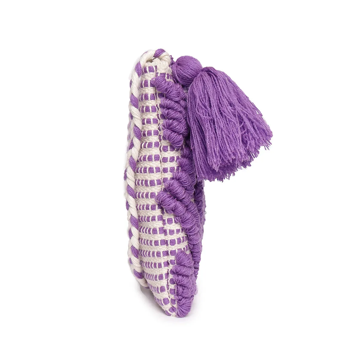 Purple Colour Handloom Makeup/Travel Pouch With Beautiful Tassel And Braided Shoulder Handle