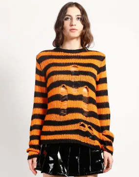 RAG STRIPE SWEATER ORANGE