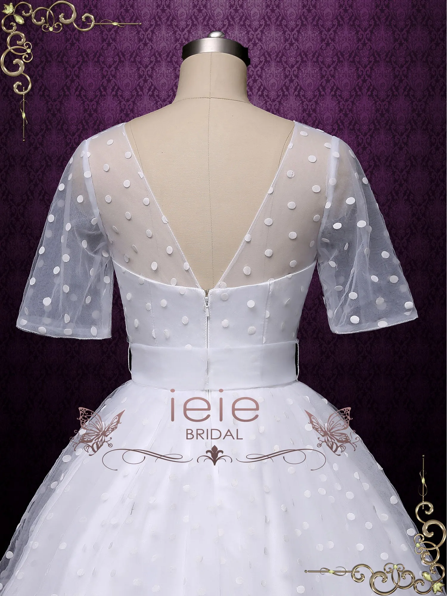 Ready to Wear Retro Tea Length Wedding Dress with Polka Dot BRIDGET