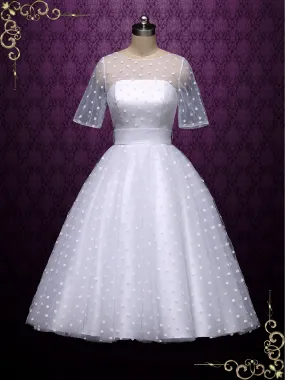 Ready to Wear Retro Tea Length Wedding Dress with Polka Dot BRIDGET