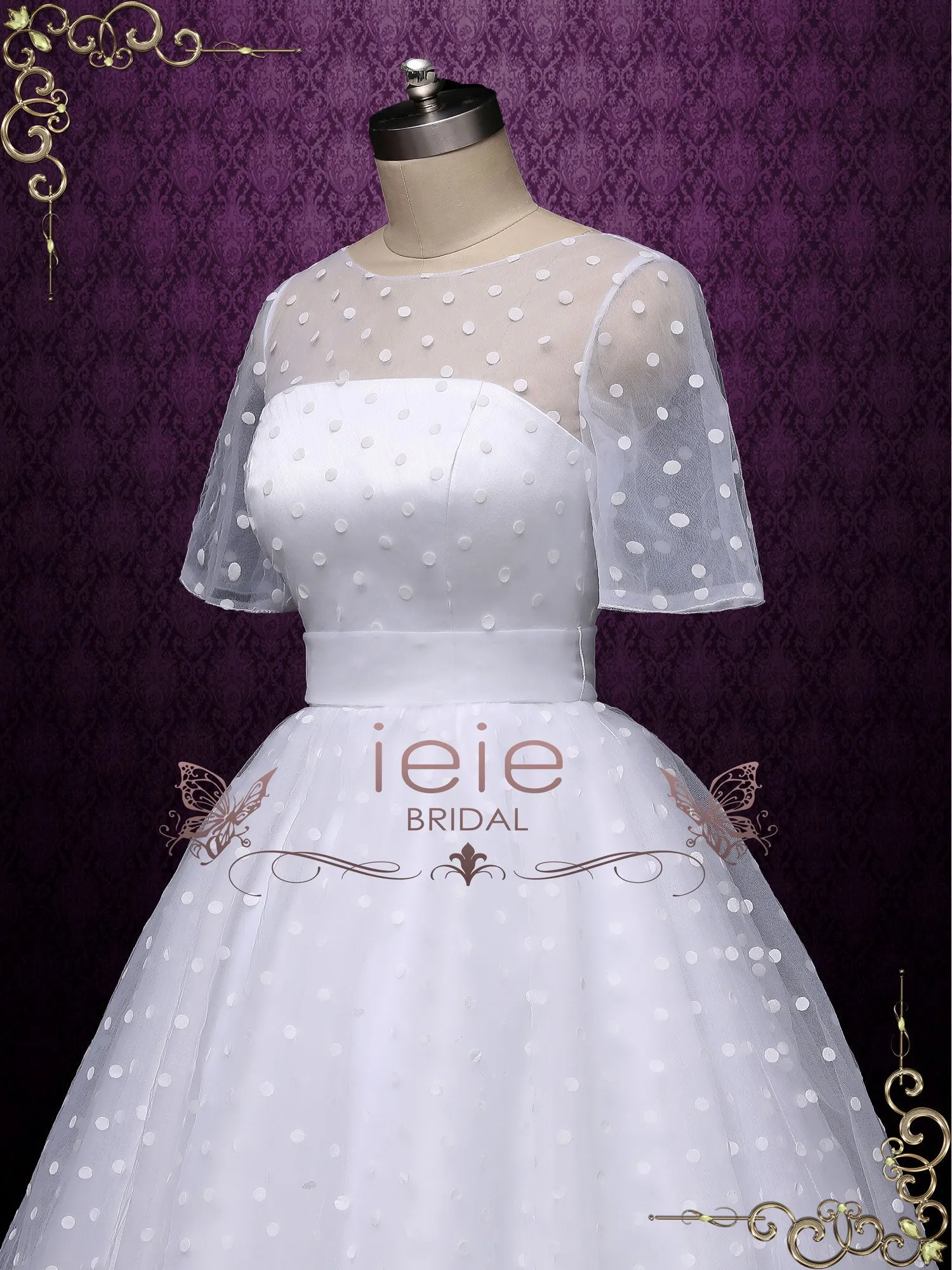 Ready to Wear Retro Tea Length Wedding Dress with Polka Dot BRIDGET