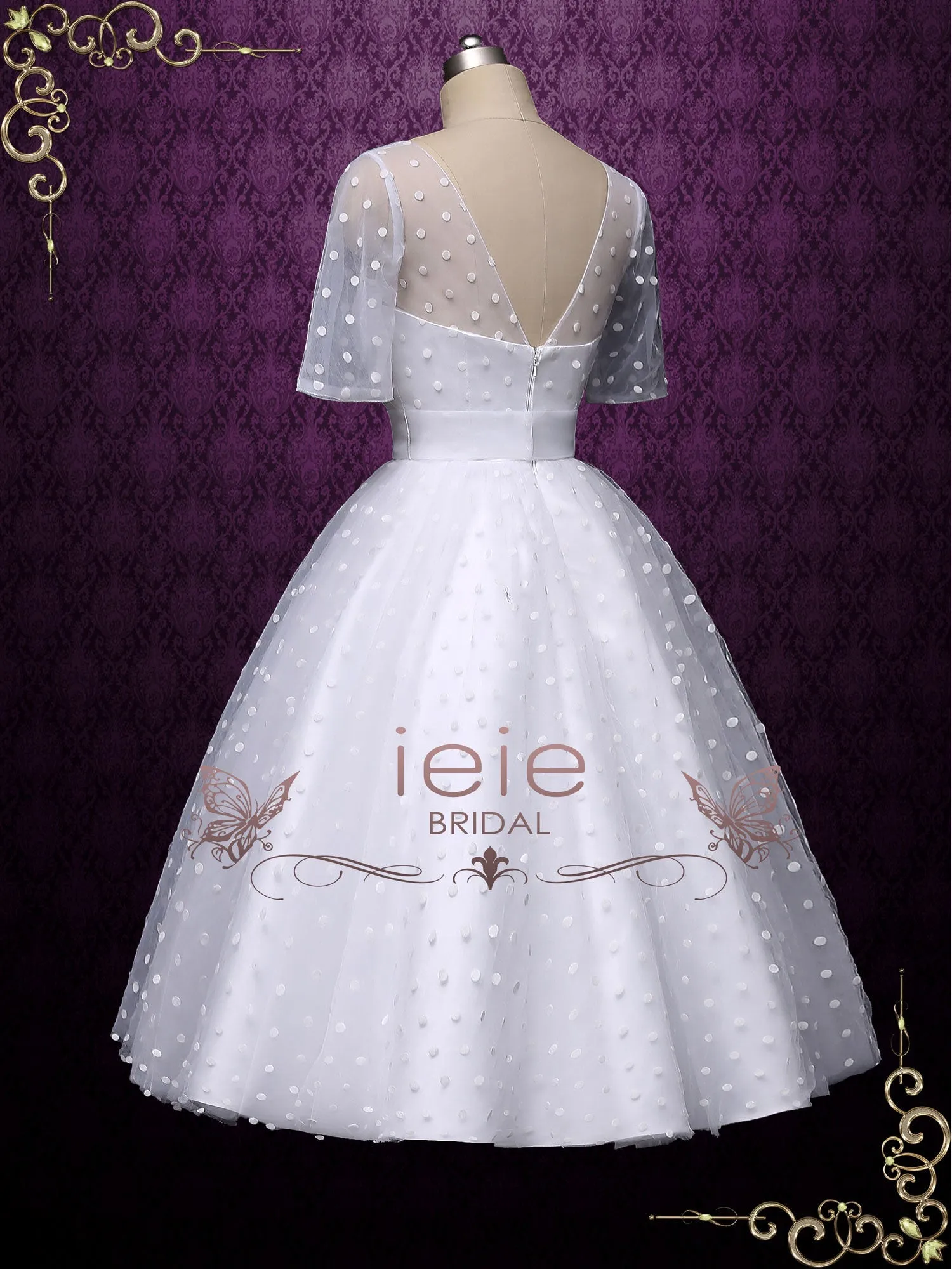 Ready to Wear Retro Tea Length Wedding Dress with Polka Dot BRIDGET