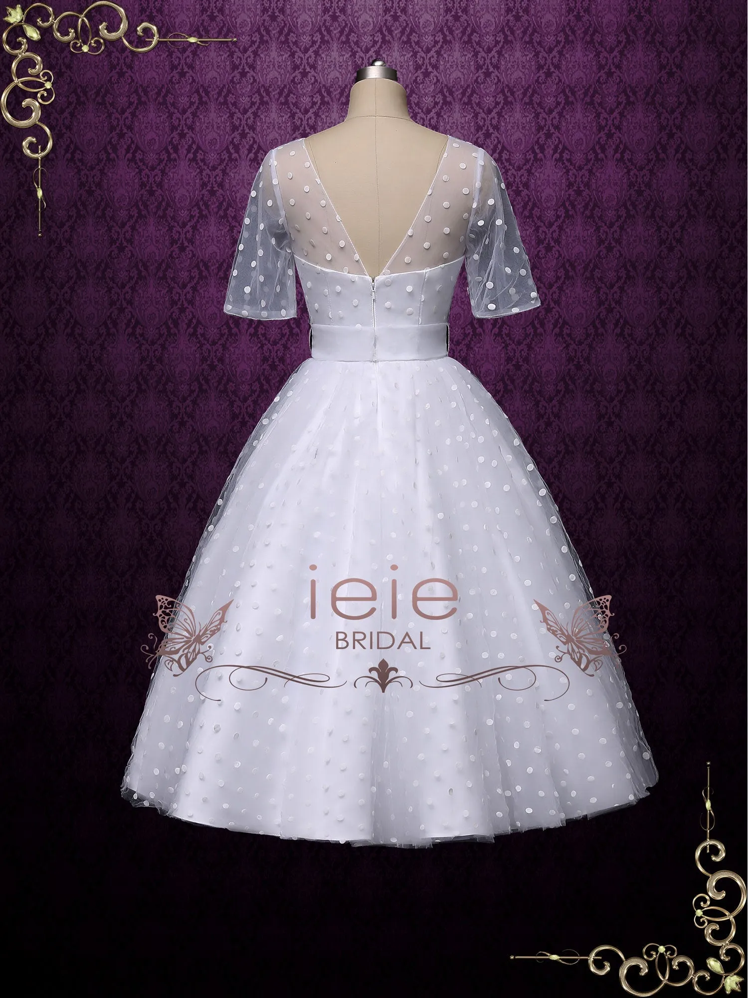 Ready to Wear Retro Tea Length Wedding Dress with Polka Dot BRIDGET