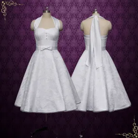 Retro 50s Short Tea Length Wedding Dress with Halter Tie Neck | KENT