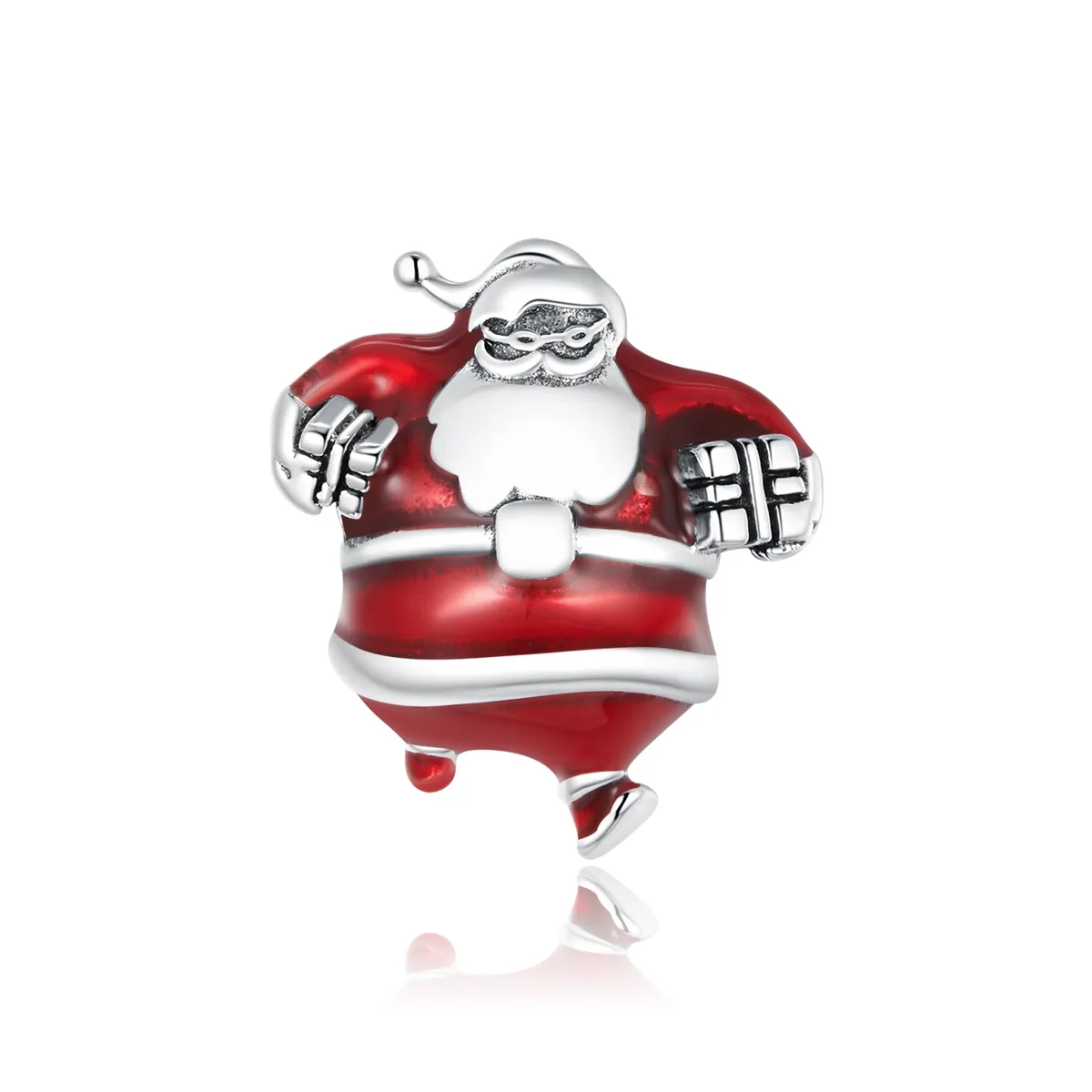 Santa Claus Running Charm 925 Sterling Silver