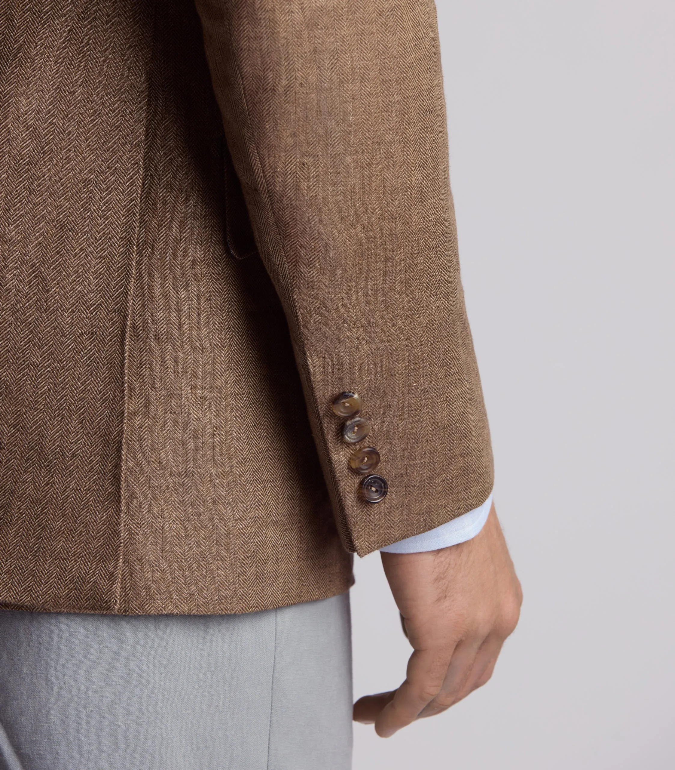 Tan Linen Herringbone Jacket