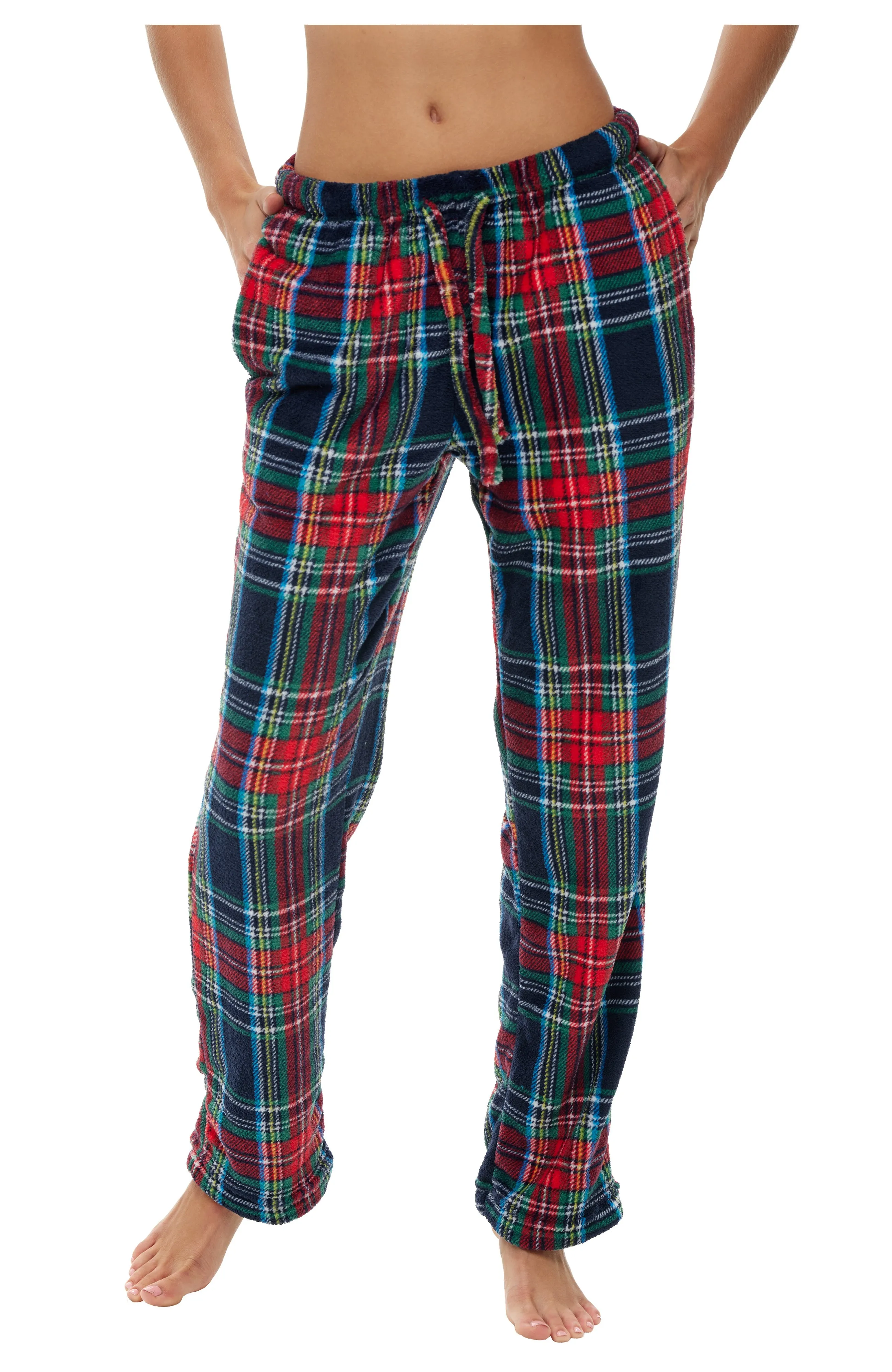 Women's Plush Fleece Pajama Bottoms with Pockets, Winter PJ Lounge Pants