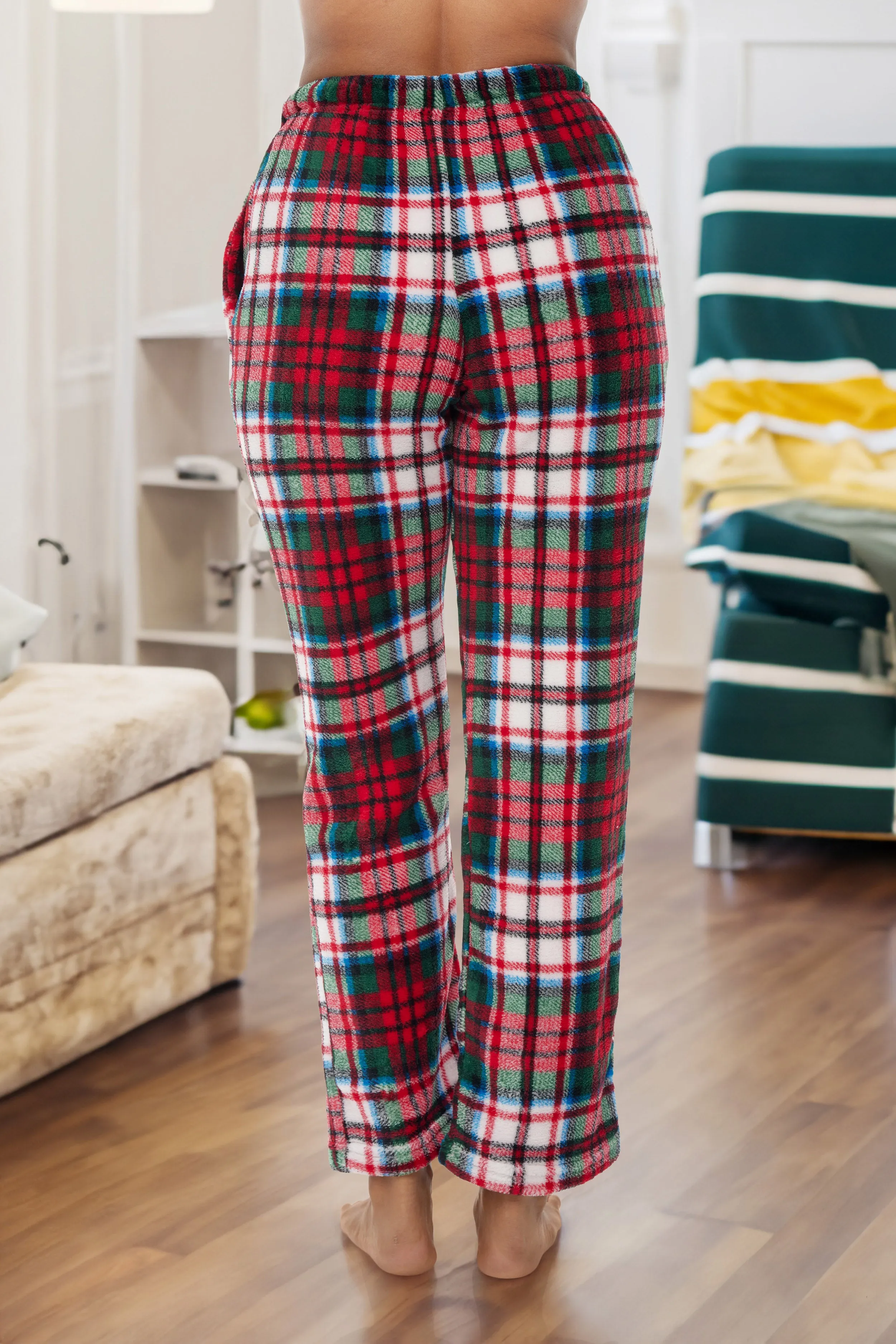 Women's Plush Fleece Pajama Bottoms with Pockets, Winter PJ Lounge Pants