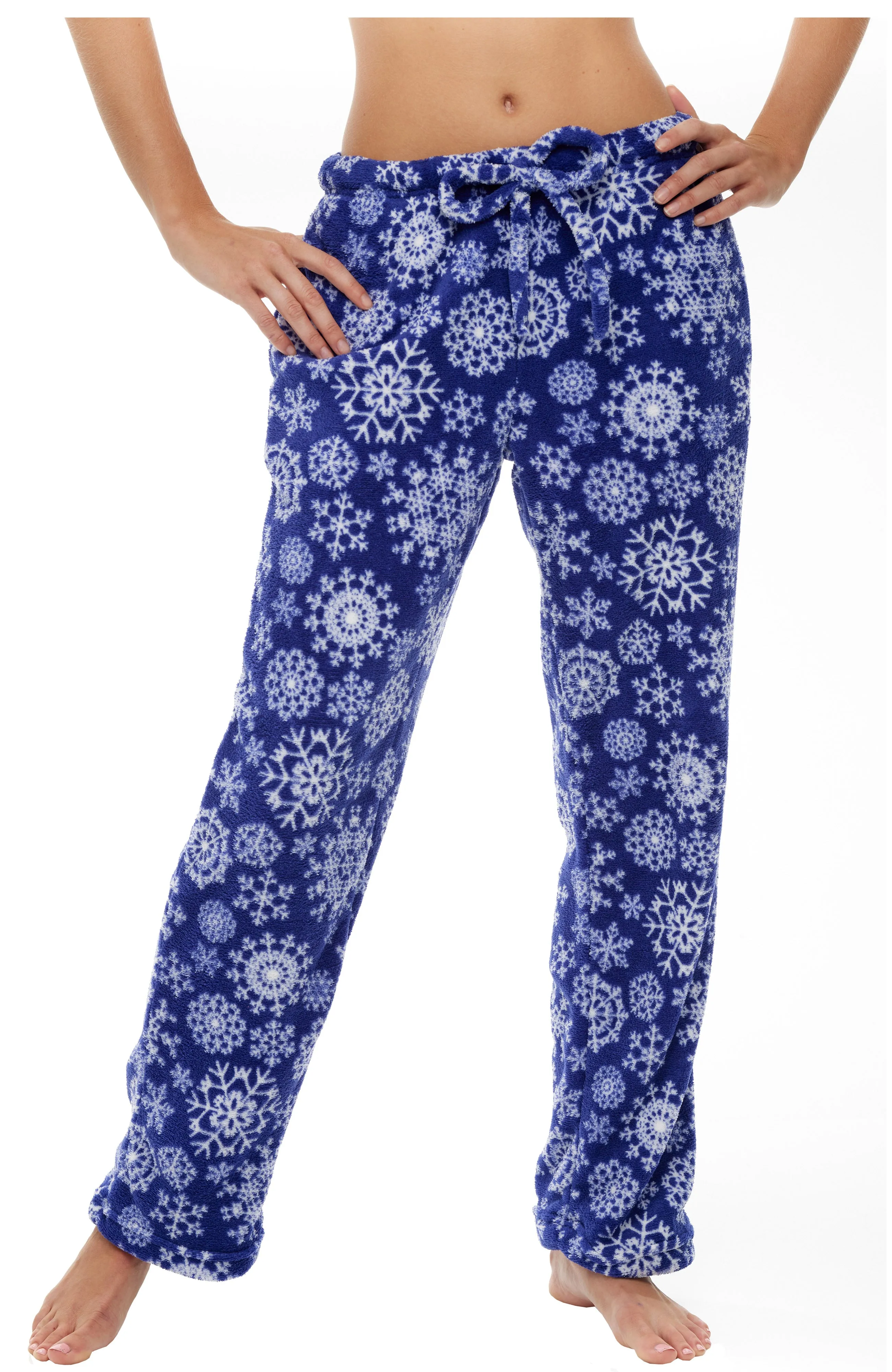 Women's Plush Fleece Pajama Bottoms with Pockets, Winter PJ Lounge Pants