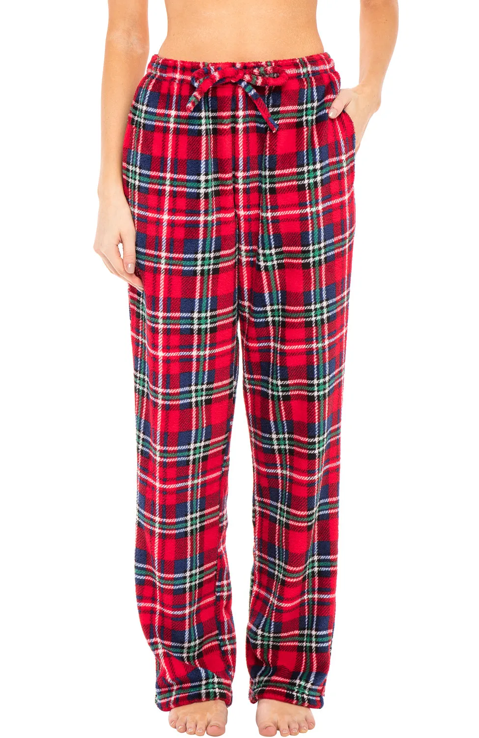 Women's Plush Fleece Pajama Bottoms with Pockets, Winter PJ Lounge Pants