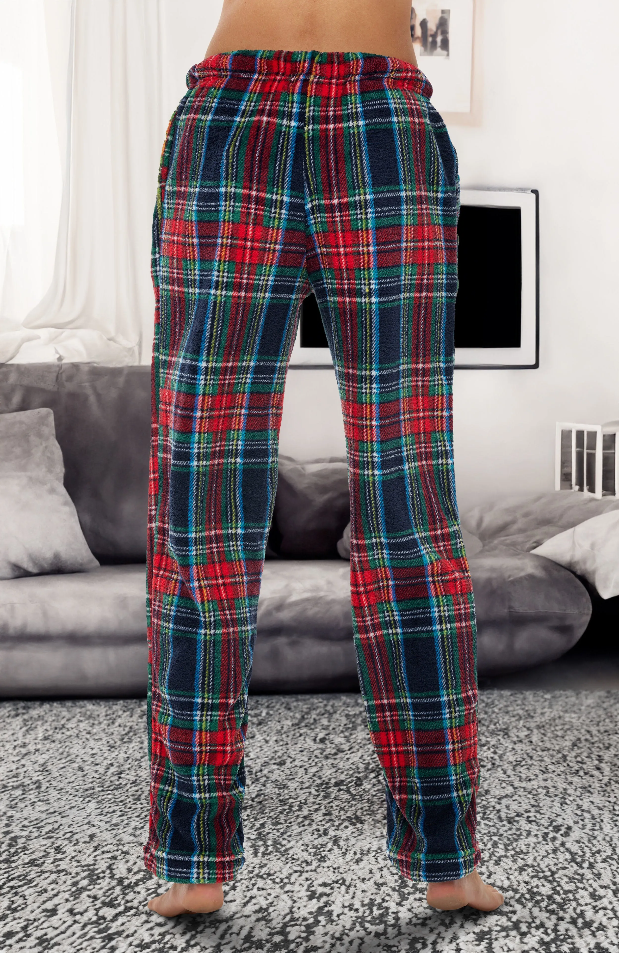 Women's Plush Fleece Pajama Bottoms with Pockets, Winter PJ Lounge Pants